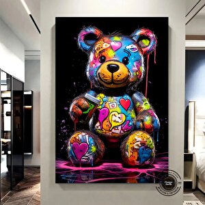 Ayıcık Duvar Tablosu, Ayı Graffiti Sanatı, Renkli Sokak Sanatı