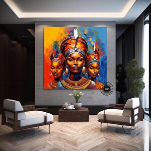 Soyut Afrika Kadın Sanatı; Kadın Figürleri 40x40 cm