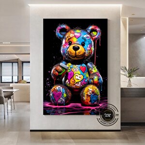 Ayıcık Duvar Tablosu, Ayı Graffiti Sanatı, Renkli Sokak Sanatı