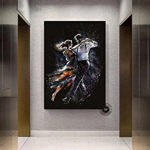 Sokakta Dans Eden Genç Aşık Çift Kanvas Tablosu, Aşk Dansı Kanvas Baskı 60x120 cm