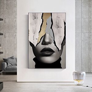 Altın Kadın Kanvas Tablosu; Soyut Kadın Kanvas Baskısı; Moda Duvar Dekoru; Kadın Duvar Kanvas Sanatı