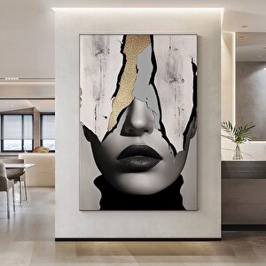 Altın Kadın Kanvas Tablosu; Soyut Kadın Kanvas Baskısı; Moda Duvar Dekoru; Kadın Duvar Kanvas Sanatı 80x120 cm