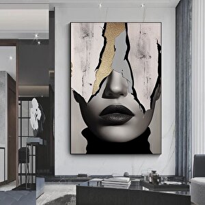 Altın Kadın Kanvas Tablosu; Soyut Kadın Kanvas Baskısı; Moda Duvar Dekoru; Kadın Duvar Kanvas Sanatı 30x40 cm