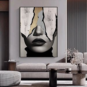Altın Kadın Kanvas Tablosu; Soyut Kadın Kanvas Baskısı; Moda Duvar Dekoru; Kadın Duvar Kanvas Sanatı 30x40 cm