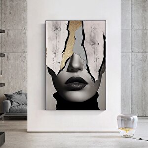 Altın Kadın Kanvas Tablosu; Soyut Kadın Kanvas Baskısı; Moda Duvar Dekoru; Kadın Duvar Kanvas Sanatı