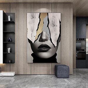 Altın Kadın Kanvas Tablosu; Soyut Kadın Kanvas Baskısı; Moda Duvar Dekoru; Kadın Duvar Kanvas Sanatı