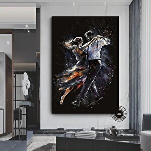 Sokakta Dans Eden Genç Aşık Çift Kanvas Tablosu, Aşk Dansı Kanvas Baskı 80x150 cm