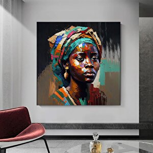 Renkli Afrikalı Kadın Kanvası, Afro-amerikan Sanat, Modern Sanat Baskısı, Moda Dekoru 30x30 cm