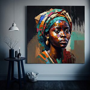 Renkli Afrikalı Kadın Kanvası, Afro-amerikan Sanat, Modern Sanat Baskısı, Moda Dekoru 40x40 cm