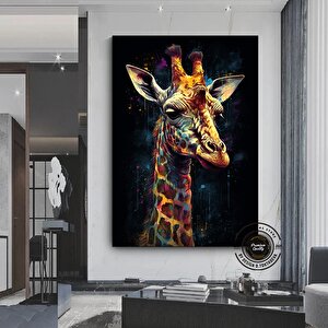Pop Art Zürafa Kanvas Baskı; Hediye 140x200 cm