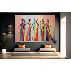 Afrika Amerikan Kültürü Duvar Sanatı, Afrika Kültürü Duvar Dekoru, Yerel Kadın Duvar Sanatı 150x250 cm