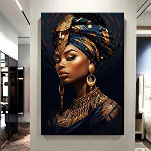 Afrika Kadın Kanvas Tablosu / Afro-amerikan Kadın Ev Dekoru / Afrika Duvar Dekoru / Siyahi Kadın Mak 60x90 cm