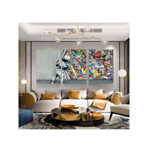 Perde Arkası Banksy Stili Kanvas; Sokak Graffiti Posteri; Modern Ev Dekoru 60x90 cm