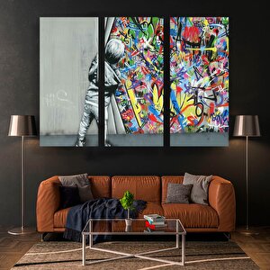 Perde Arkası Banksy Stili Kanvas; Sokak Graffiti Posteri; Modern Ev Dekoru