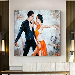 Kanvas Ev Dekoru – Büyük Kanvas; Dans Eden Çift Tablosu; Müzik Odası Sanatı; Tango Çift Kanvas 50x50 cm
