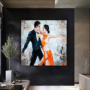 Kanvas Ev Dekoru – Büyük Kanvas; Dans Eden Çift Tablosu; Müzik Odası Sanatı; Tango Çift Kanvas 60x60 cm