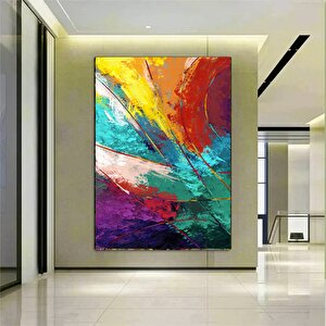 Soyut Duvar Sanatı, Kırmızı Mavi Sarı Renkli Kanvas Baskı, Renkli Ev Dekoru, Asılmaya Hazır 50x70 cm