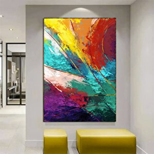 Soyut Duvar Sanatı, Kırmızı Mavi Sarı Renkli Kanvas Baskı, Renkli Ev Dekoru, Asılmaya Hazır