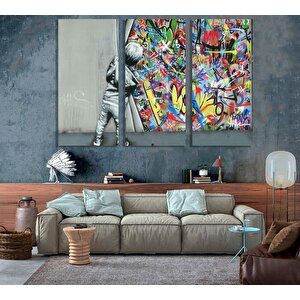 Perde Arkası Banksy Stili Kanvas; Sokak Graffiti Posteri; Modern Ev Dekoru