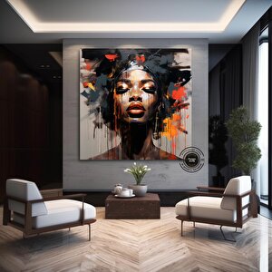 Afrika-amerikan Tuval Sanatı; Fırça Darbesi Duvar Sanatı 30x30 cm