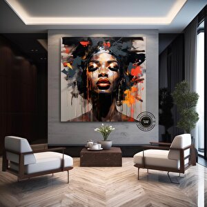 Afrika-amerikan Tuval Sanatı; Fırça Darbesi Duvar Sanatı 70x70 cm