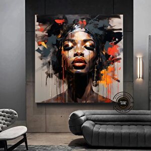 Afrika-amerikan Tuval Sanatı; Fırça Darbesi Duvar Sanatı 70x70 cm