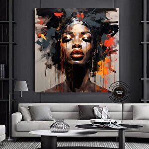 Afrika-amerikan Tuval Sanatı; Fırça Darbesi Duvar Sanatı 100x100 cm