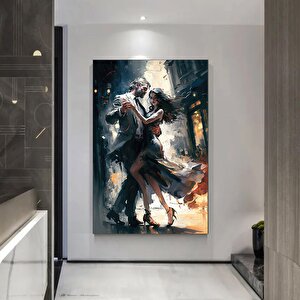Sokakta Dans Eden Genç Çift Kanvas Tablosu; Aşk Dansı Baskısı 90x180 cm