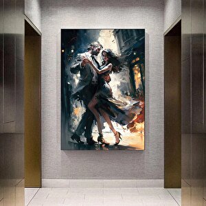 Sokakta Dans Eden Genç Çift Kanvas Tablosu; Aşk Dansı Baskısı 90x180 cm