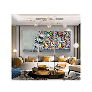 Perde Arkası Banksy Stili Kanvas; Sokak Graffiti Posteri; Modern Ev Dekoru 40x60 cm