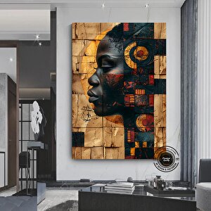 Afrika Amerikan Kültürü Duvar Sanatı; Afrika Kültürü Duvar Dekoru; Yerel Kadın Duvar Sanatı; Soyut K 80x120 cm