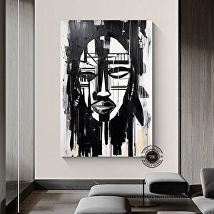 Afrikalı Kadın Portresi, Afrikalı Amerikalı Kültürü, Afrika Kabile Duvar Sanatı 50x70 cm