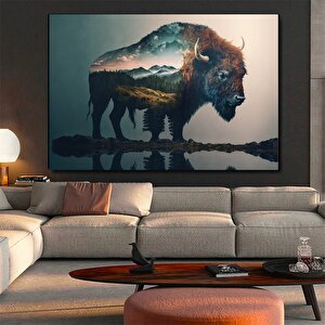 Bizon/buffalo Kanvas Tablo; Rustik Ev Dekoru 30x40 cm