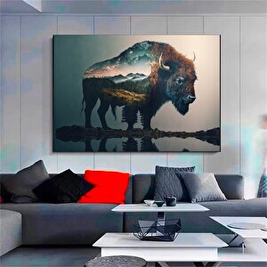 Bizon/buffalo Kanvas Tablo; Rustik Ev Dekoru