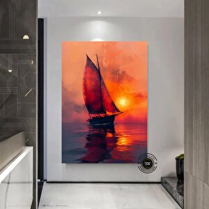 Denizcilik Temalı Kanvas, Yelkenli Ve Gemi Baskıları, Ev Hediyesi 90x150 cm