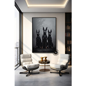 Doberman Silah Posteri; Moda Fotoğraf; Lüks Dekor; Doberman Hediyesi 70x100 cm