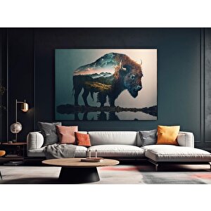 Bizon/buffalo Kanvas Tablo; Rustik Ev Dekoru 40x60 cm