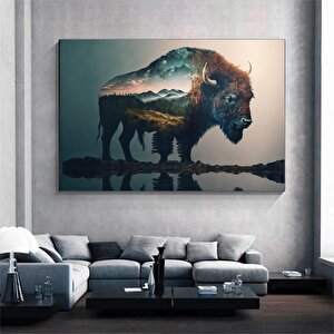 Bizon/buffalo Kanvas Tablo; Rustik Ev Dekoru