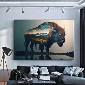 Bizon/buffalo Kanvas Tablo; Rustik Ev Dekoru 120x180 cm