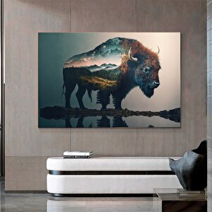Bizon/buffalo Kanvas Tablo; Rustik Ev Dekoru