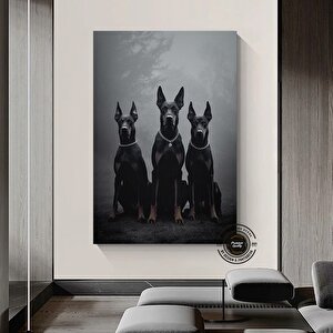 Doberman Silah Posteri; Moda Fotoğraf; Lüks Dekor; Doberman Hediyesi 140x200 cm