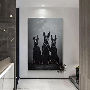 Doberman Silah Posteri; Moda Fotoğraf; Lüks Dekor; Doberman Hediyesi 140x200 cm