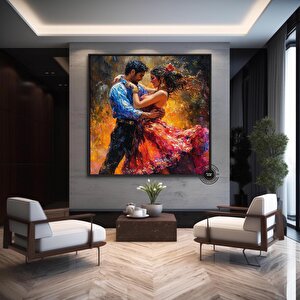Kanvas Ev Dekoru; Büyük Kanvas; Dans Eden Çift Tablo Baskısı; Müzik Odası Sanatı; Tango Çift Kanvas; 50x50 cm
