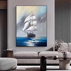 Yelkenli Gemi Kanvas Tablosu; Modern Duvar Sanatı; Kanvas Duvar Seti; Büyük Duvar Sanatı; Korsan Gem 80x120 cm
