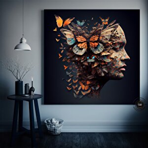 Kelebekli Kadın Kanvas Baskısı, Kelebek Kanvas Duvar Sanatı, Modern Ev Dekoru, Kanvas Tasarım