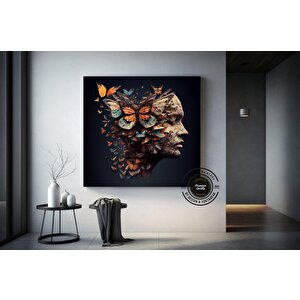 Kelebekli Kadın Kanvas Baskısı, Kelebek Kanvas Duvar Sanatı, Modern Ev Dekoru, Kanvas Tasarım