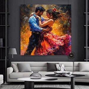 Kanvas Ev Dekoru; Büyük Kanvas; Dans Eden Çift Tablo Baskısı; Müzik Odası Sanatı; Tango Çift Kanvas; 70x70 cm
