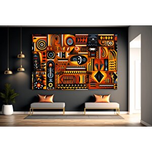 Afrika-amerikan Kültür Sanatı, Sembollü Duvar Kanvası, Afrika Temalı Hediye 120x180 cm