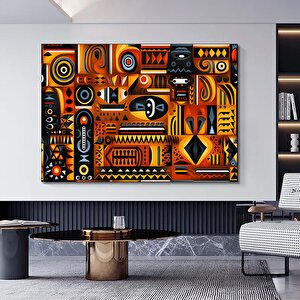Afrika-amerikan Kültür Sanatı, Sembollü Duvar Kanvası, Afrika Temalı Hediye 50x70 cm