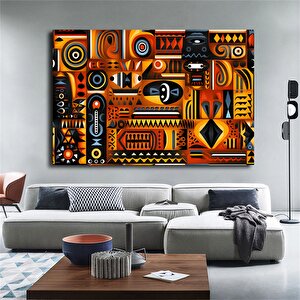 Afrika-amerikan Kültür Sanatı, Sembollü Duvar Kanvası, Afrika Temalı Hediye 50x70 cm